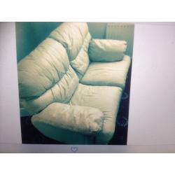 Free x2 seater cream leather sofa