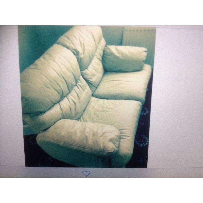 Free x2 seater cream leather sofa