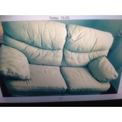 Free x2 seater cream leather sofa