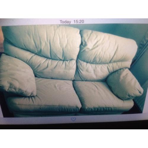 Free x2 seater cream leather sofa