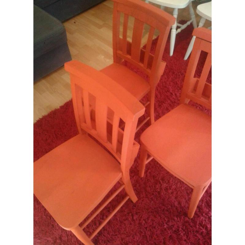 Wooden chairs orange