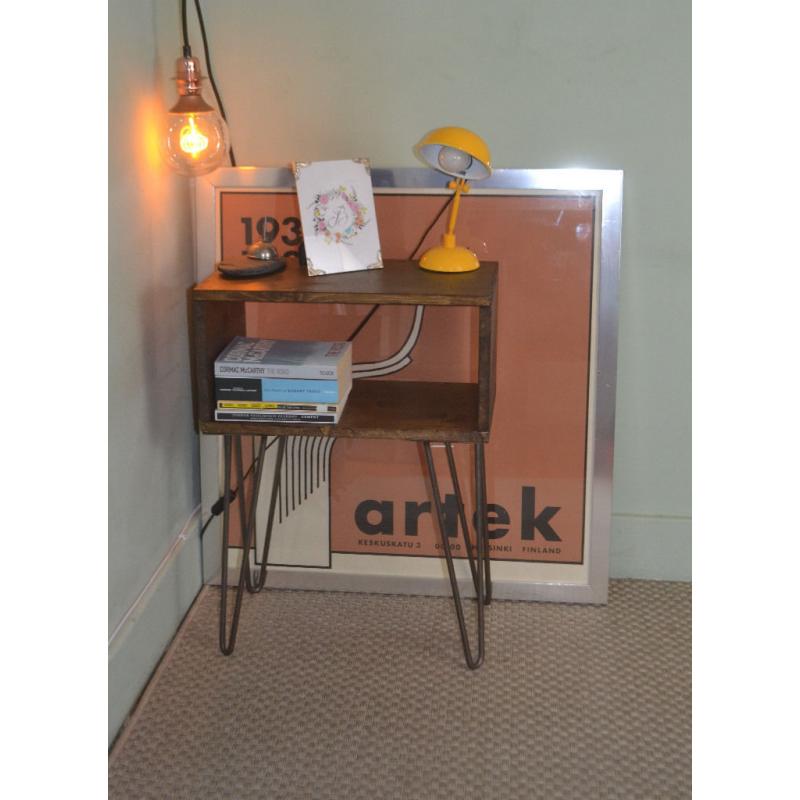 Hairpin Leg Industrial Mid Century Modern Bedside Cabinet / Table