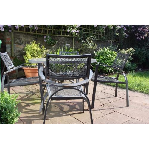 Sturdy set of 4 patio chairs and table.
