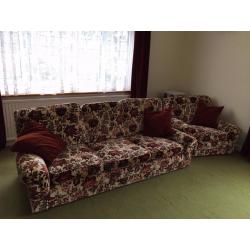 FREE! Original 1970s three piece suite (sofa and two armchairs)