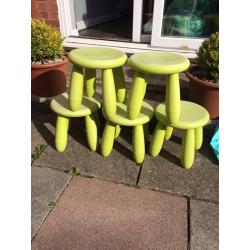 5 x Green Children's Ikea Stools.