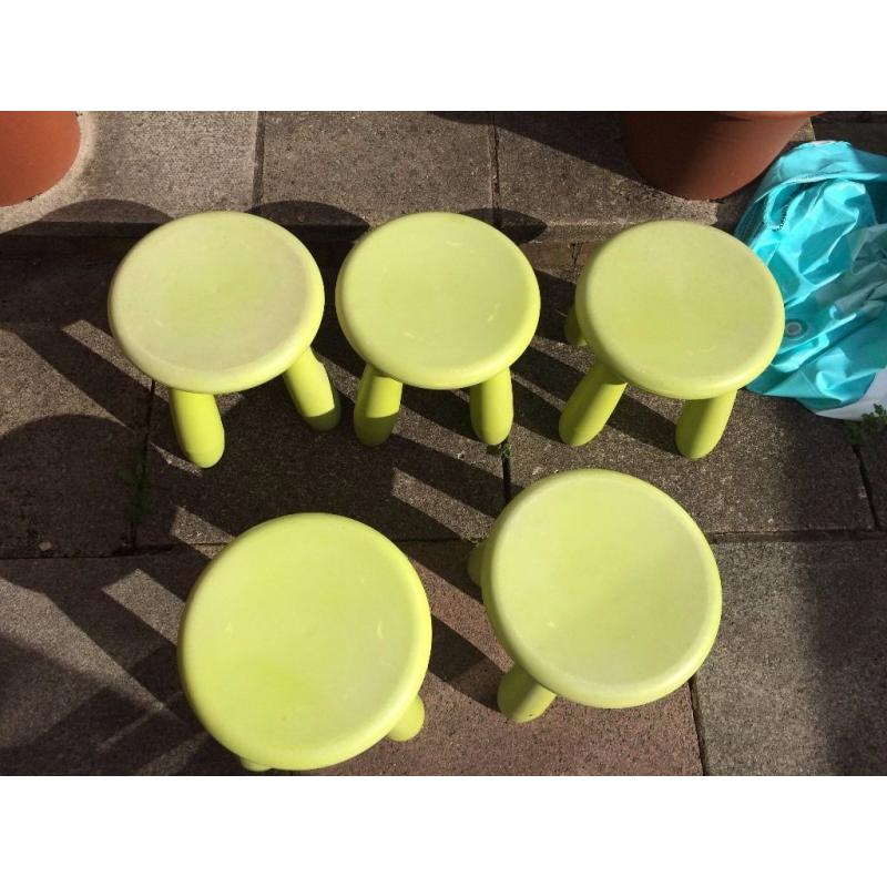 5 x Green Children's Ikea Stools.
