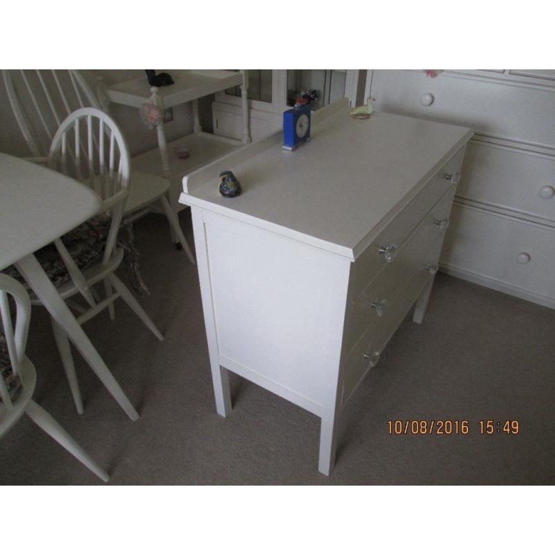 CHEST OF THREE DRAWERS PAINTED LAURA ASHLEY COUNTRY WHITE