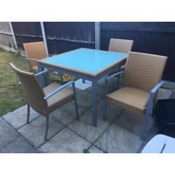 Rattan garden table and chairs