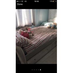 Girls single bed with storage drawers and mattress