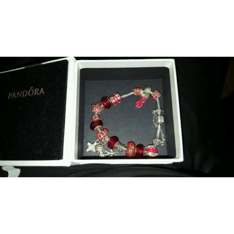 Gorgeous red Pandora bracelet with box