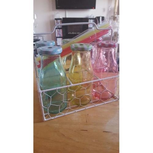 Milk bottles with straws