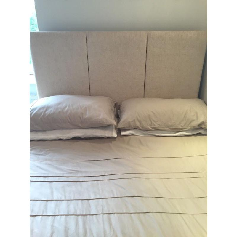 Cream fabric double bed headboard