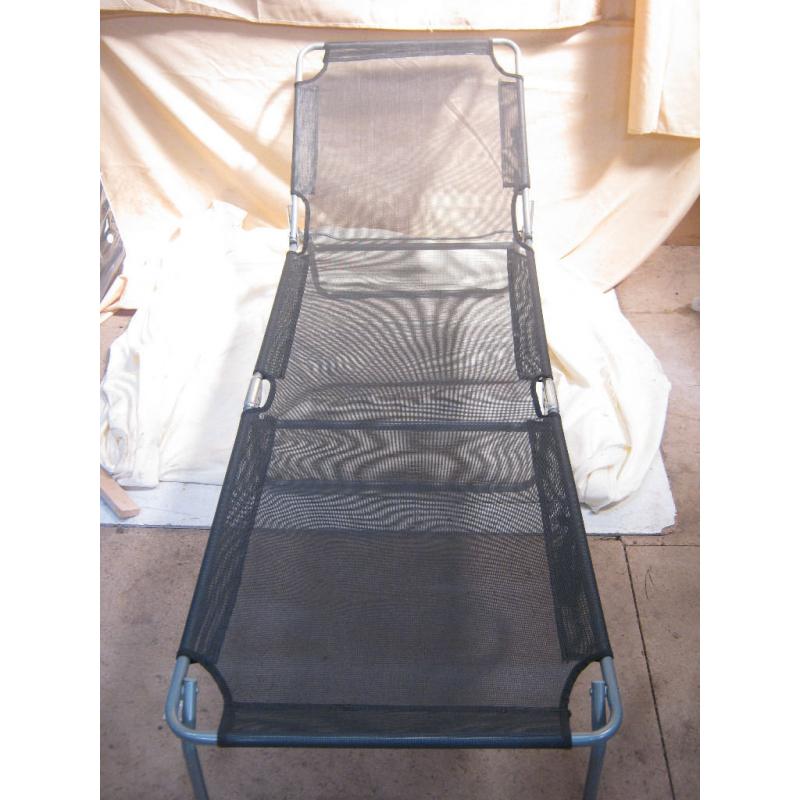 Garden Folding Sun Lounger Black