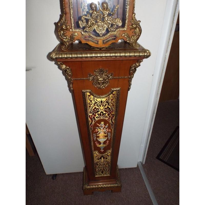 FINELY BRASS INLAID CLOCK AND STAND