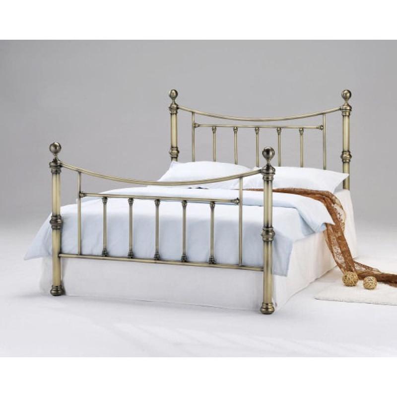 NEW Charlotte Antique Brass 4ft 6 Double Bed Including Double Memory Foam Orthopedic Mattress