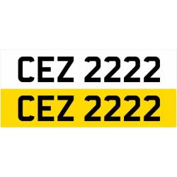 CEZ 2222 Dateless Personalised Number Plate Audi BMW Ford Golf Mercedes Kia Vauxhall
