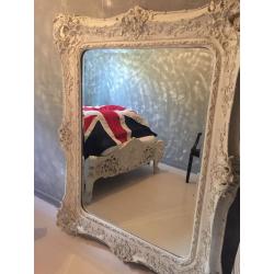 French antique large white mirror