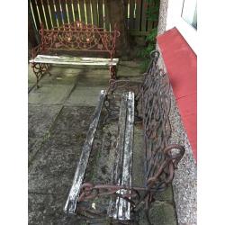 Two Wrought iron benches, work required