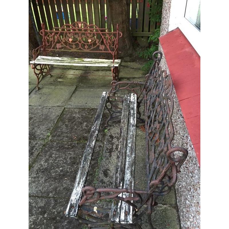 Two Wrought iron benches, work required