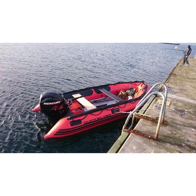 Quiqsilver Inflatable boat with 25hp outboard + trailer and etc. May swap for a quad bike