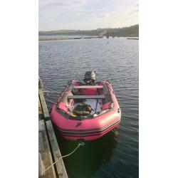 Quiqsilver Inflatable boat with 25hp outboard + trailer and etc. May swap for a quad bike