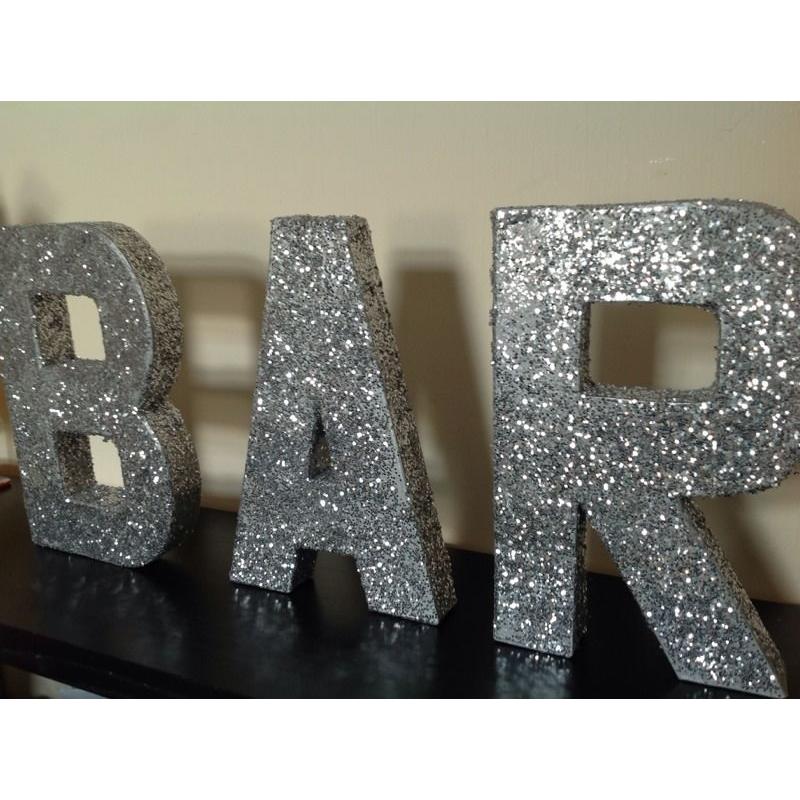 Silver glitter sequin BAR letters, wedding or event decor