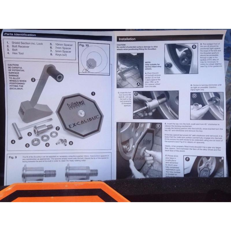 Excalibur Full Stop Caravan Wheel Security System