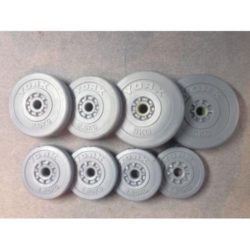 York Vinyl Plate Set(2 x 5kg, 2 x 2.5kg, 4 x 1.25kg)for use with York barbell/dumbbell(not included)