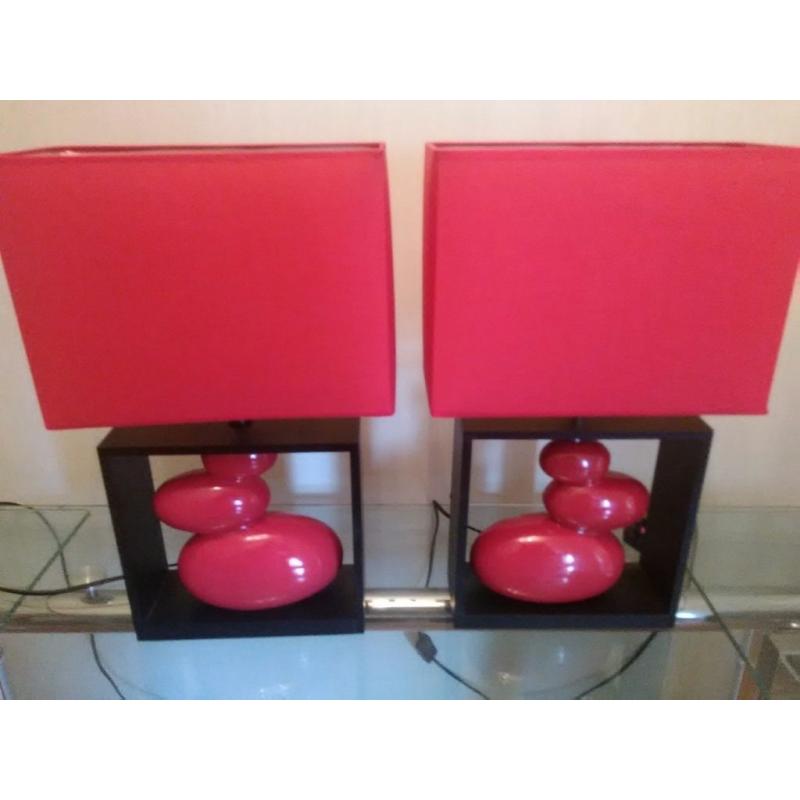 Red table lamps x 2