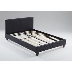 Double Black Faux Leather Bed