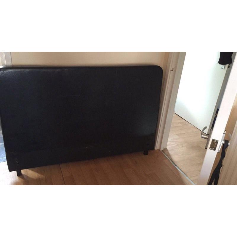Double Black Faux Leather Bed
