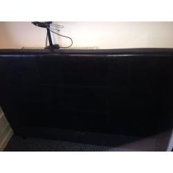 Double Black Faux Leather Bed