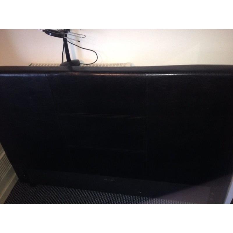 Double Black Faux Leather Bed