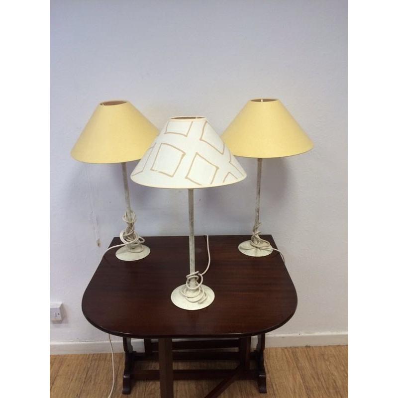 Trio of shabby chic styled lamps