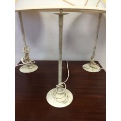 Trio of shabby chic styled lamps