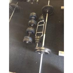 100 kg of weights plus bars
