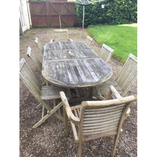Teak Garden Table & 8 Chairs