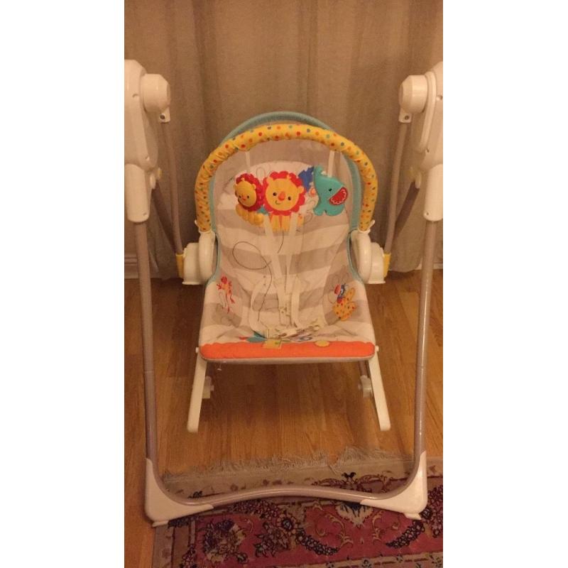 Fisher price 3 in 1 swing, infant seat and toddler rocker