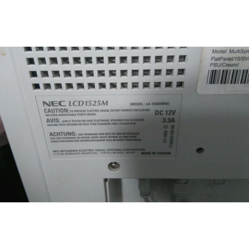 NEC 15" COMPUTER MONITOR SCREEN