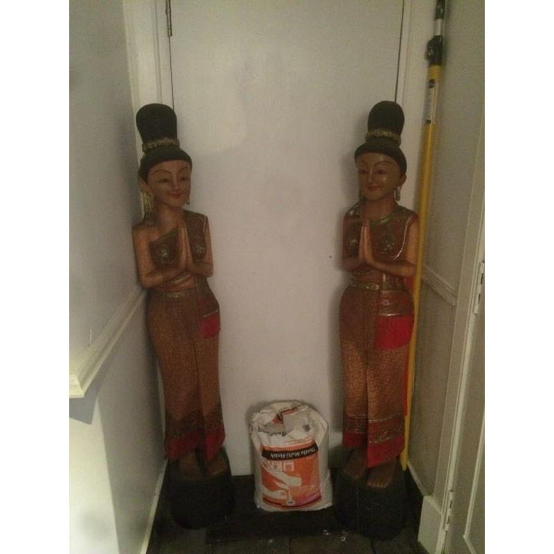 2 Solid Thai lady statues