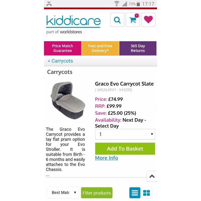 New graco evo carrycot