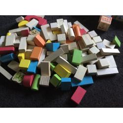 Assorted wooden cubes & bricks