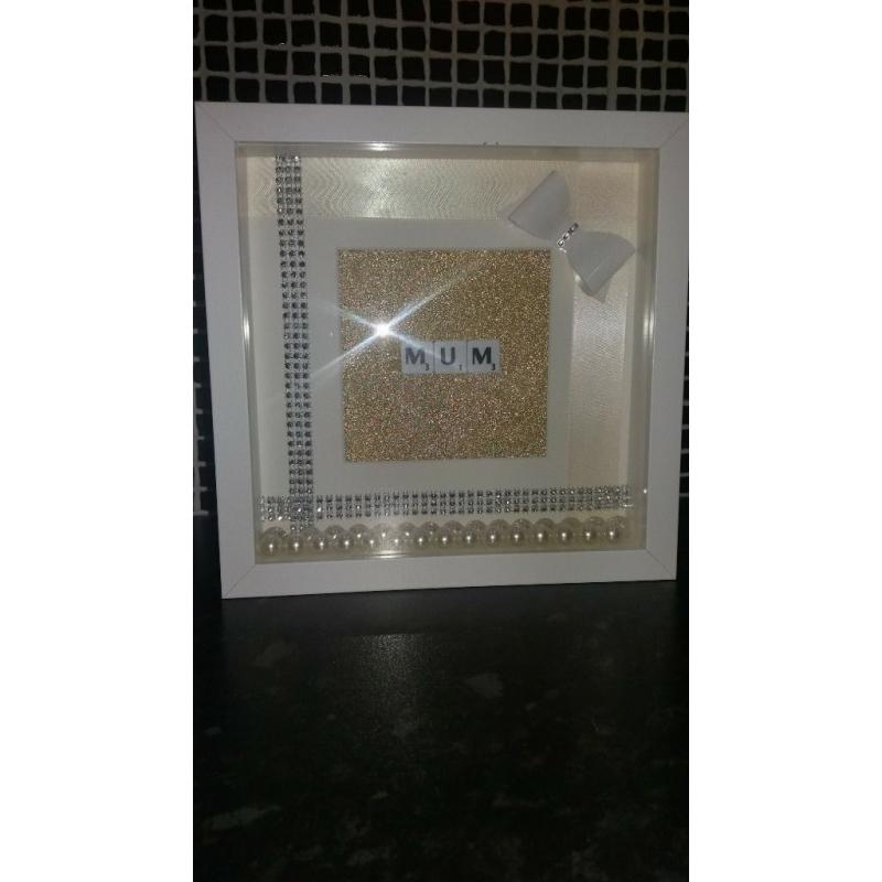 personlised box frames 3 available....2 mum 1's,script 1....available now ready to go