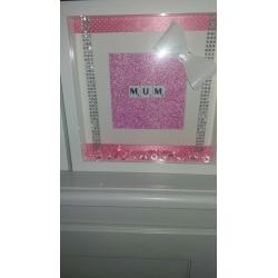 personlised box frames 3 available....2 mum 1's,script 1....available now ready to go