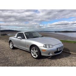 Silver MX-5 1.8 Cabriolet with hard top, MOT Aug 17 many extras, Oct 2001 72,000 service history