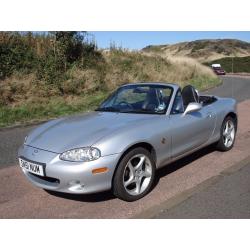 Silver MX-5 1.8 Cabriolet with hard top, MOT Aug 17 many extras, Oct 2001 72,000 service history