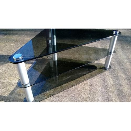 GLASS AV RACK TV RACK GLAS TV CORNER SHELF TV STAND TV CABINET AUDIO VISUAL RACK TRIANGULAR CORNER