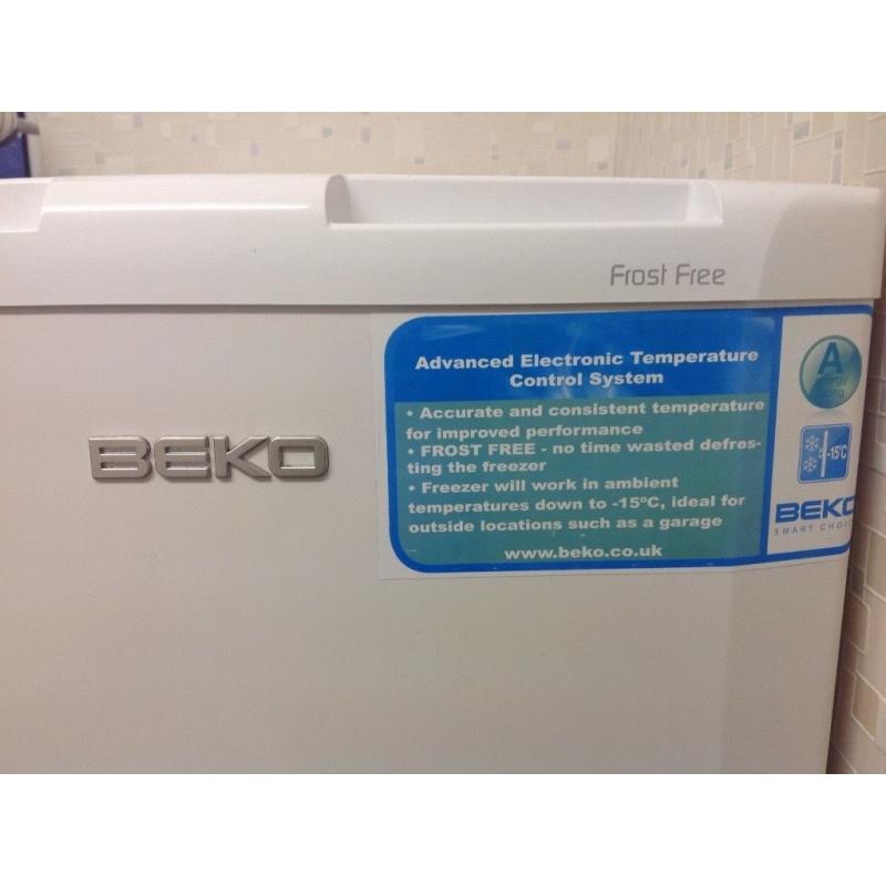 Beko frost free, free standing white freezer, five drawers