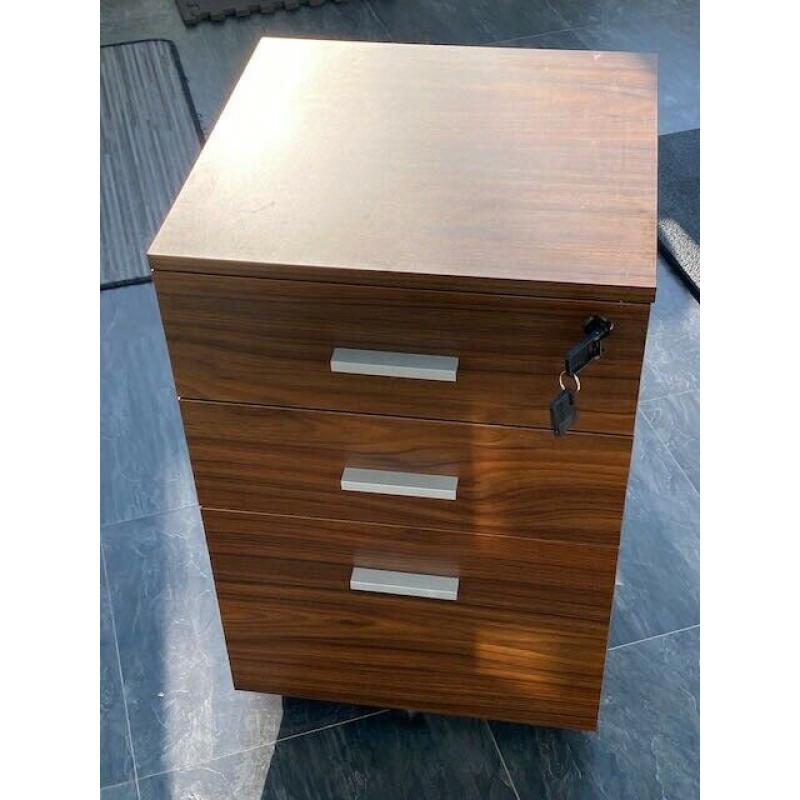 Mobile 3 Drawer Wood Filing Cabinet