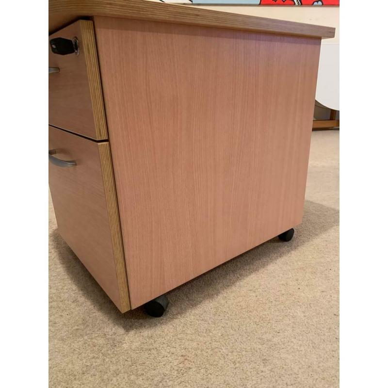 Two drawers wooden lockable cabinet on wheels